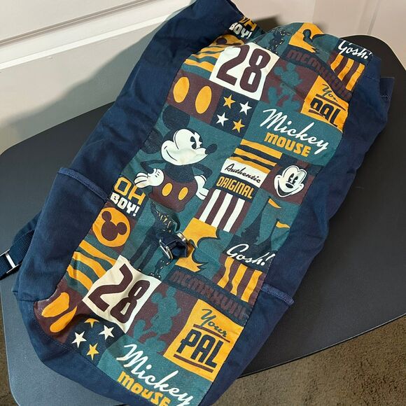 Disney Parks Mickey Mouse Canvas Backpack – Retro Print Rolltop Style - Picture 2 of 4